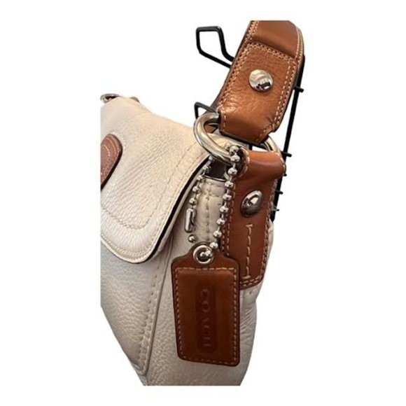 Coach Hampton Soho Satchel Ivory Saddle Leather Buckle Handbag - Picture 14 of 15